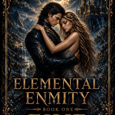 Woman and Man embrace under an eclipse in a fae world.