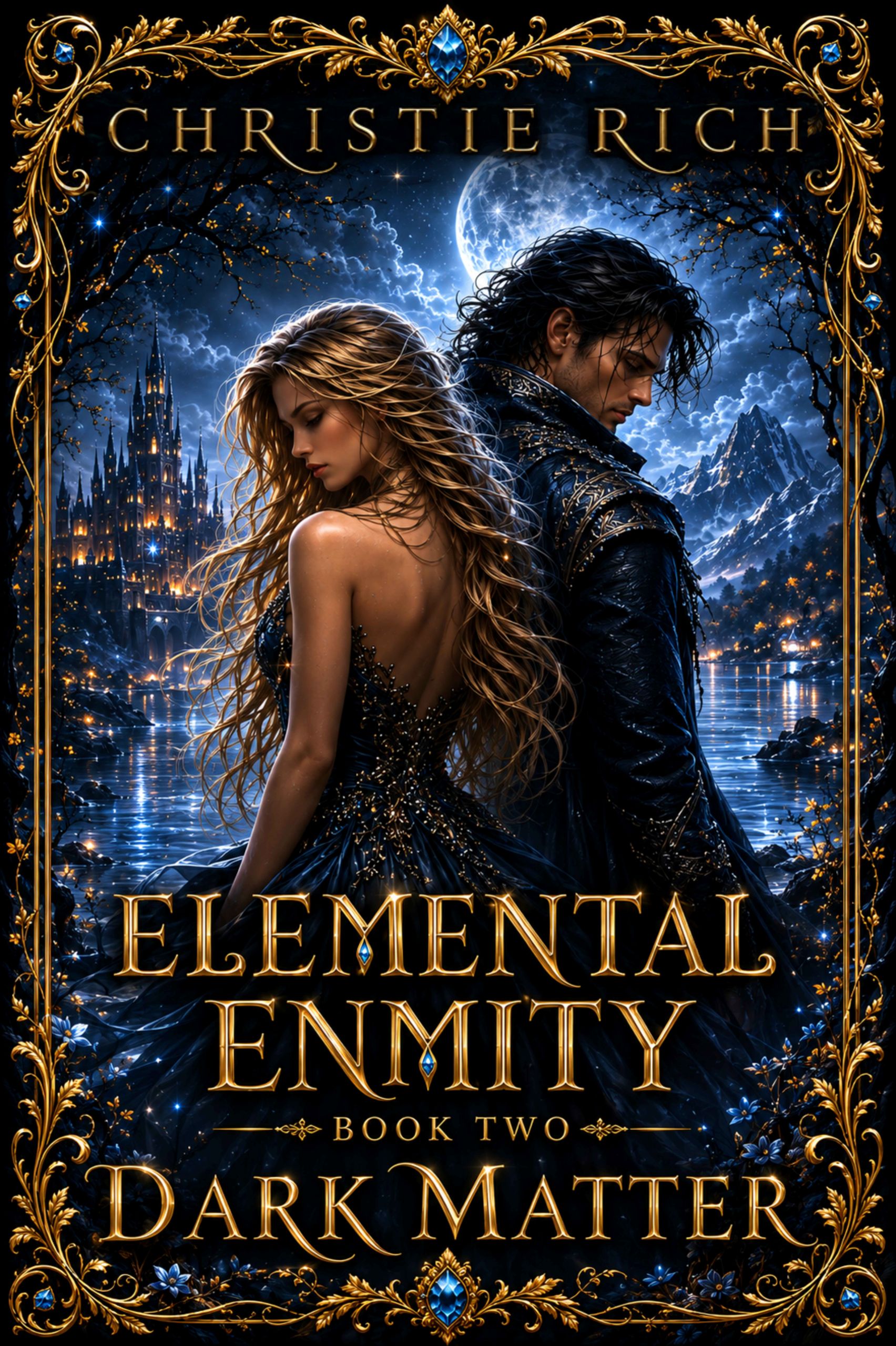 Woman and Man turn away from each other in a fae land.