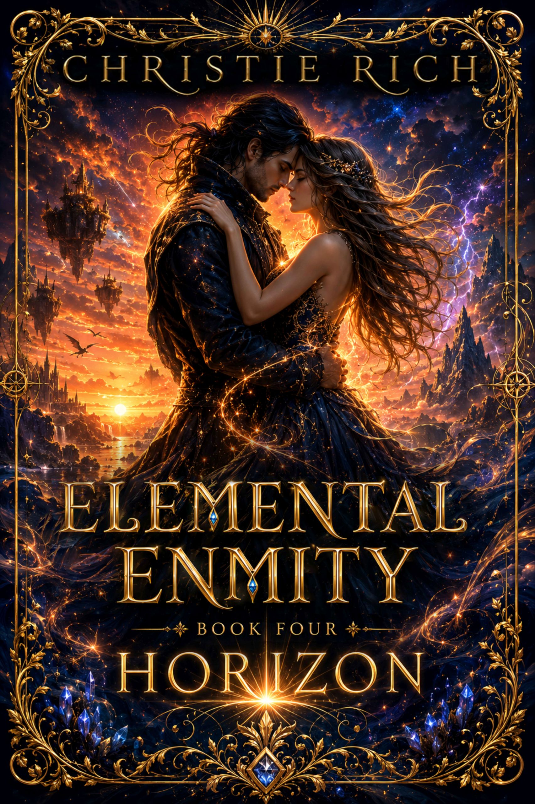 4. Horizon Elemental Enmity Small for Website Woman and Man embrace against a beautiful sunset